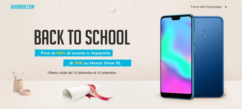 Ecco il Back to School firmato Honor: sconti fino al 60% e risparmio di 50€ su Honor 10 da 128 GB