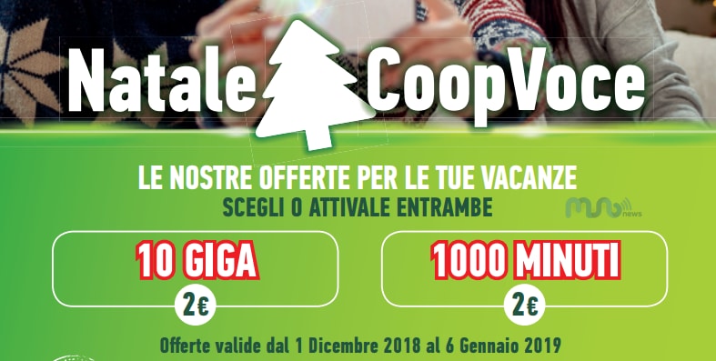 Il Natale di CoopVoce vi propone 10 GB o 1.000 minuti per un mese a 2€ (foto) (aggiornato: promozione attivabile)