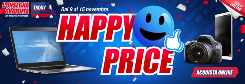 Trony &quot;Happy Price&quot; solo online fino al 15 novembre: Chromecast Ultra a 55€ e spedizione gratuita (foto)