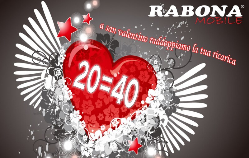 Rabona Mobile raddoppia la ricarica per San Valentino: 20€ diventano 40€!