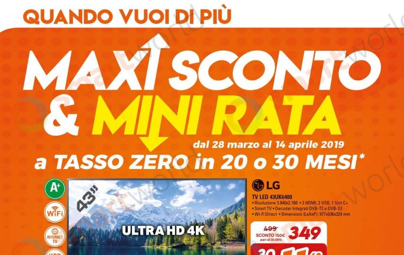 Volantino Expert &quot;Maxi Sconto &amp; Mini Rata&quot; 28 mar-14 apr: tasso zero e rate &quot;basse&quot; su smartphone, TV, notebook e non solo (foto)