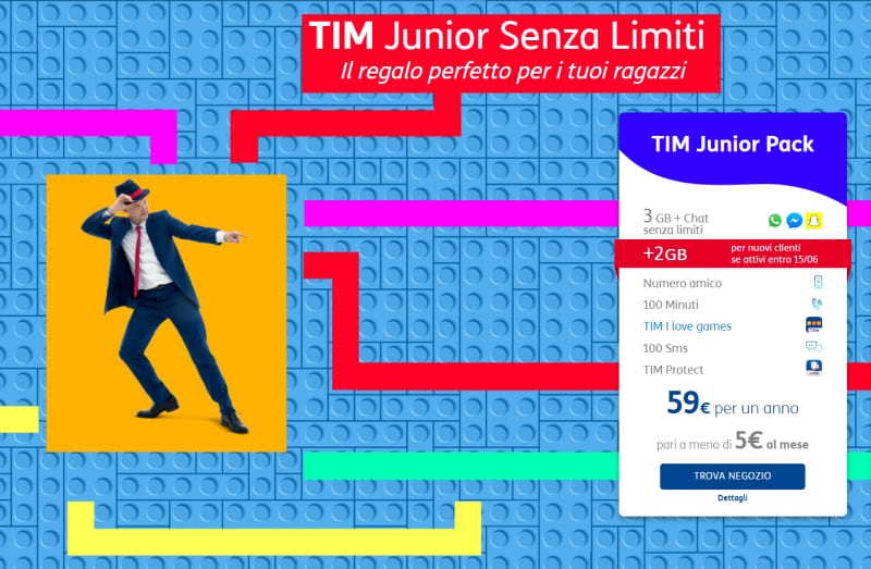 Se attivate TIM Junior Pack entro il 15 giugno avete 2 GB in più gratis per 12 mesi (foto)
