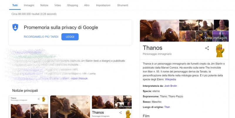 Digitate Thanos su Google e godetevi il nuovo easter egg dedicato ad Avengers: Endgame