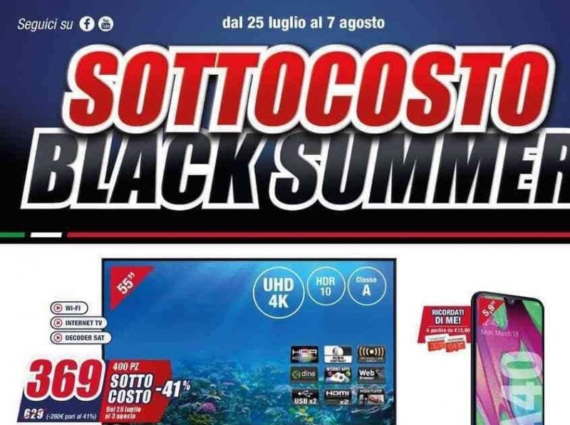 Volantino Trony &quot;Sottocosto Black Summer&quot; 25 lug - 7 ago: smartphone, TV, notebook, tablet in sconto (foto)