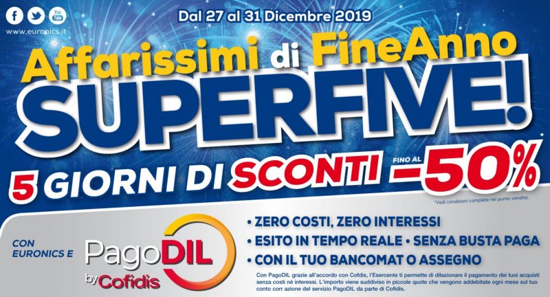 Volantino Euronics &quot;Affarissimi di FineAnno!” 27-31 dicembre: 5 giorni di super sconti (foto)