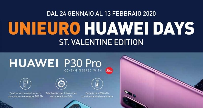 Volantino Unieuro “Huawei Days” 24 gen-13 feb: offerte con accessori in omaggio (foto | Ultimi giorni)
