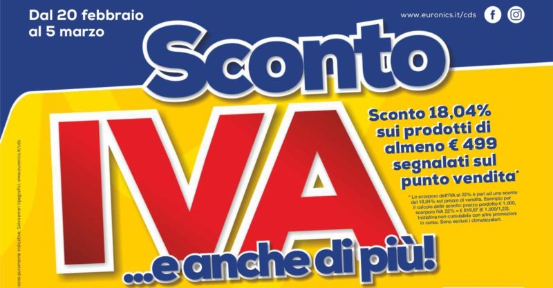 Volantino Euronics “SCONTO IVA” 20 feb-5 mar: 3 promozioni speciali, scopritele tutte! (foto | Ultimi giorni)