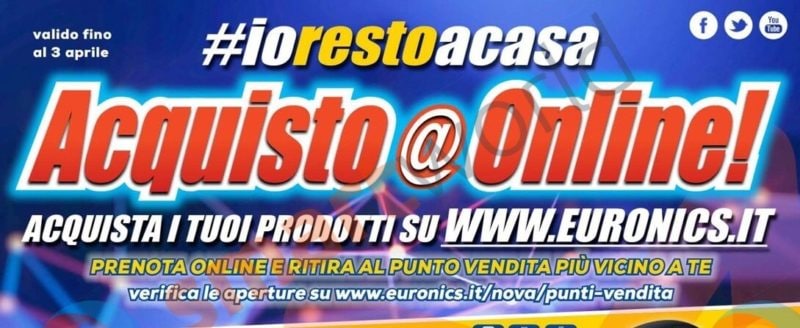 Doppio Volantino Euronics “#iorestoacasa” e &quot;Passione Casa&quot;: le nuove offerte di Nova e DIMO (Ultimi giorni)