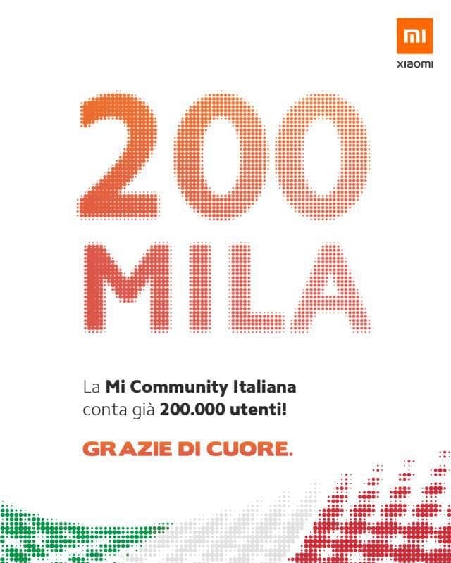 Xiaomi festeggia il traguardo dei 200.000 fan iscritti alla community italiana