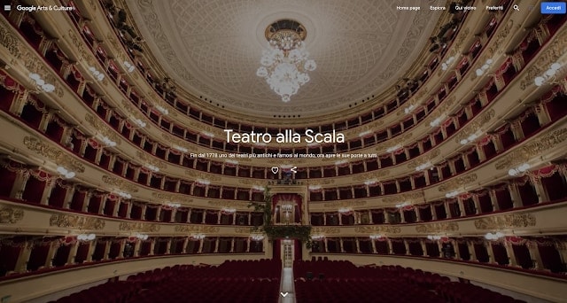Google Arts &amp;amp; Culture porta la Scala di Milano a casa vostra, anche in quarantena (video e foto)