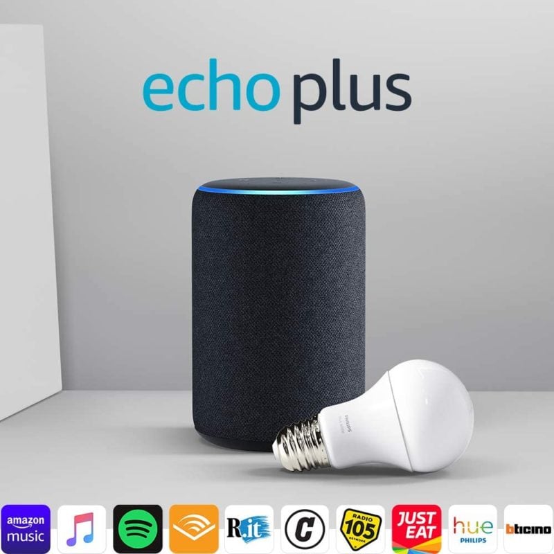 Offerta bomba per Amazon Echo Plus, in sconto a 69€ con lampadina Philips Hue