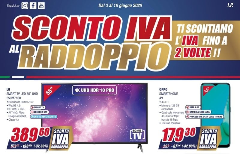 Volantino Trony “Sconto IVA al Raddoppio” 3-18 giugno: ottime offerte per Smart TV 4K (foto)