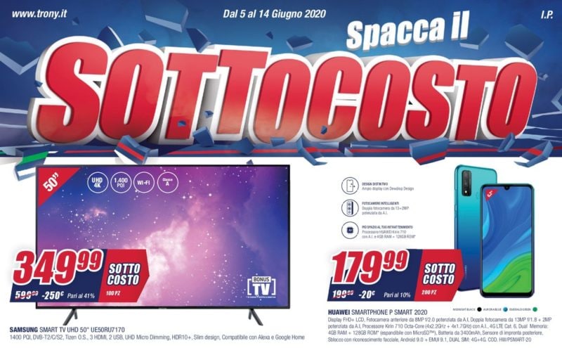 Volantino Trony “Spacca il Sottocosto” 5-14 giugno: buoni affari per Smart TV 4K (Ultimi giorni)