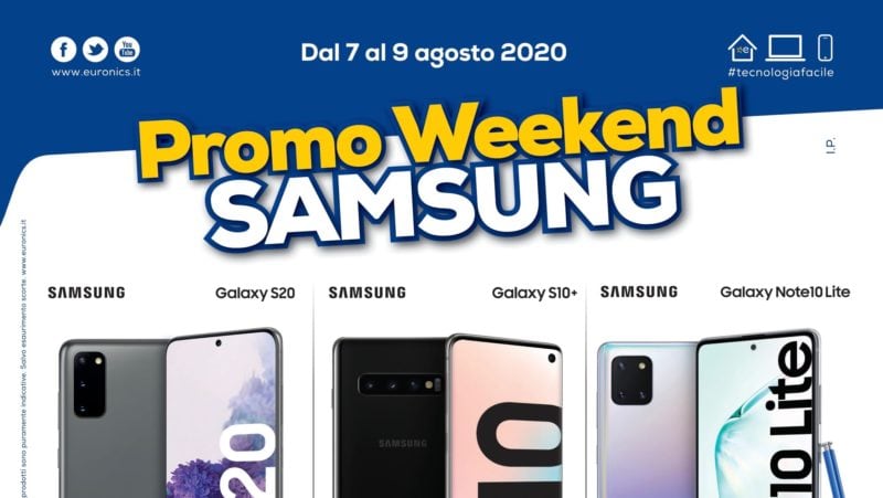 Volantino Euronics “Promo Weekend Samsung” 7-9 agosto: smartphone in offerta!