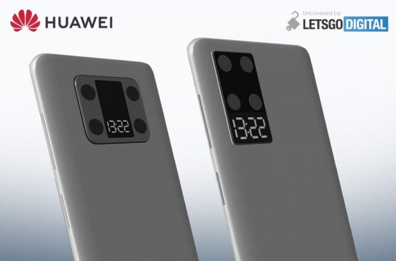 Huawei sta pensando a smartphone con un mini display integrato con la quad camera (foto)