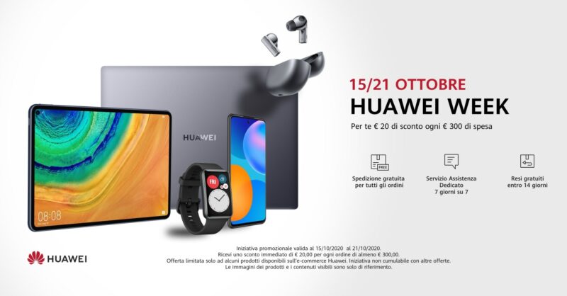 Offerte &quot;Huawei Week&quot;: Watch GT 2e a 99€, Matebook e bundle a prezzi speciali