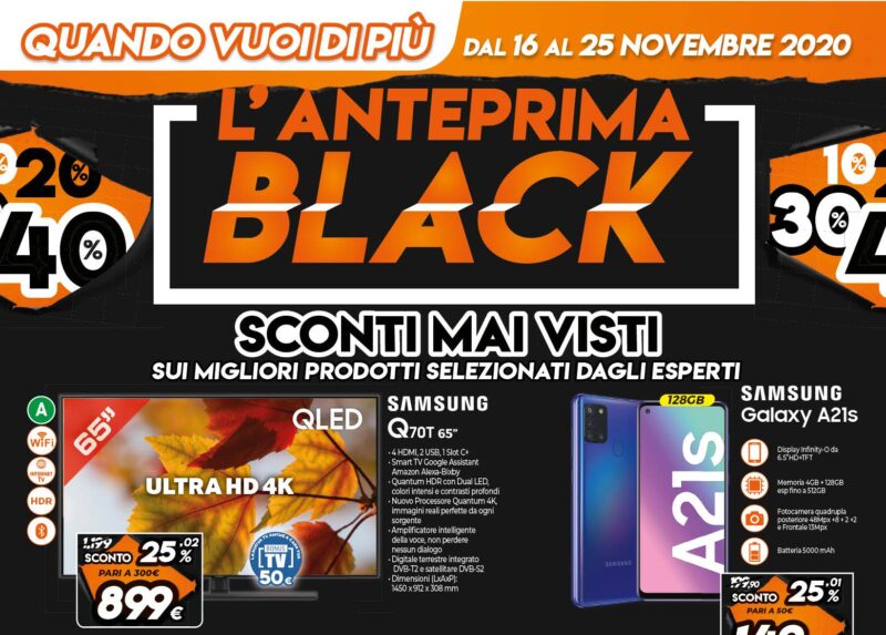 Volantino Expert &quot;L&#039;anteprima BLACK&quot; 16-25 novembre: super sconti pre Black Friday (foto)