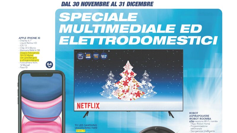 Volantino Esselunga &quot;Speciale Multimediale&quot; fino al 31 dicembre: Galaxy A71 e iPhone 11 in sconto