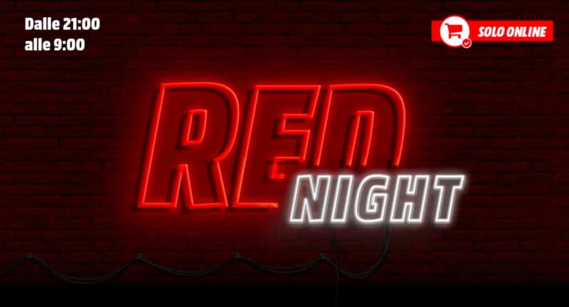 MediaWorld Red Night inizia ora: 12 ore di offerte (anche a Tasso Zero)