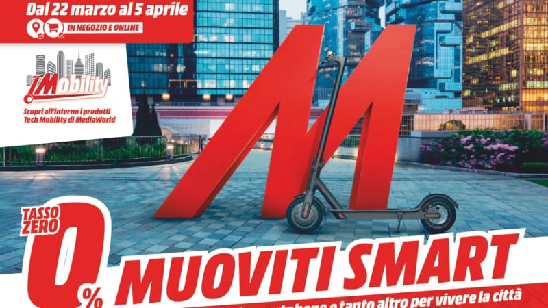 Volantino MediaWorld “Muoviti Smart” 22 mar - 5 apr: monopattini in SCONTO ma anche iPhone, notebook e Smart TV (foto)