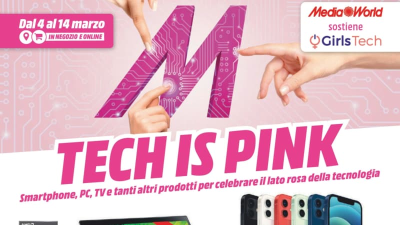 Volantino MediaWorld “TECH IS PINK” 4-14 marzo: gli SCONTI rosa per la tecnologia (foto)