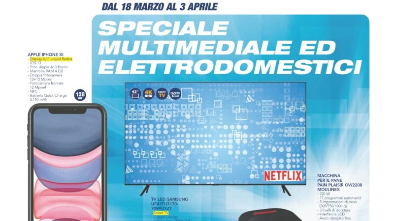 Volantino Esselunga &quot;Speciale Multimediale&quot; 18 mar - 3 apr: Apple AirPods Pro, Galaxy A51 e tanti Smart TV in Offerta (foto)