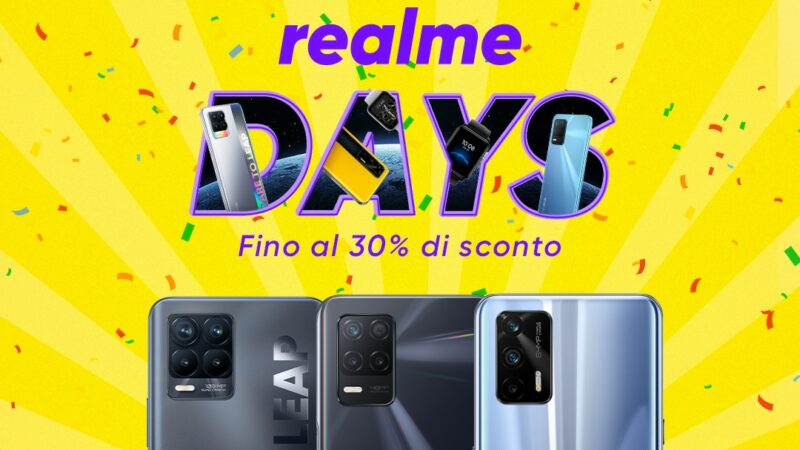 Offerte Realme Days fino al 9 luglio: sconti fino al 30% su Realme GT, 8 Pro, X50 e altro