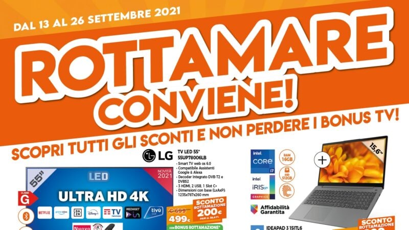 Volantino Expert &quot;Rottamare Conviene!&quot; 13-26 settembre: sconti extra fino a 500€ più Bonus TV (foto)
