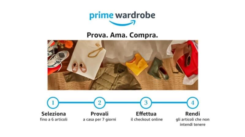 Amazon lancia Prime Wardrobe in Italia: guanto di sfida a Zalando, prova gli abiti e li paghi poi